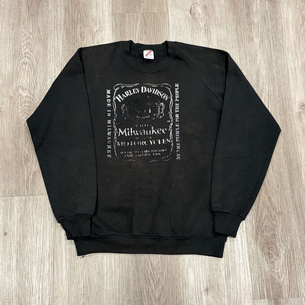 Rare Vintage 80s Harley-Davidson Faded Crewneck Jerzees Men's Size Large